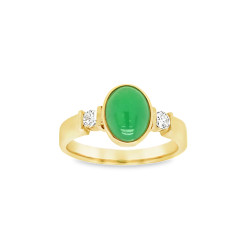 Pre Owned 18ct Jade and Diamond RIng ZX96